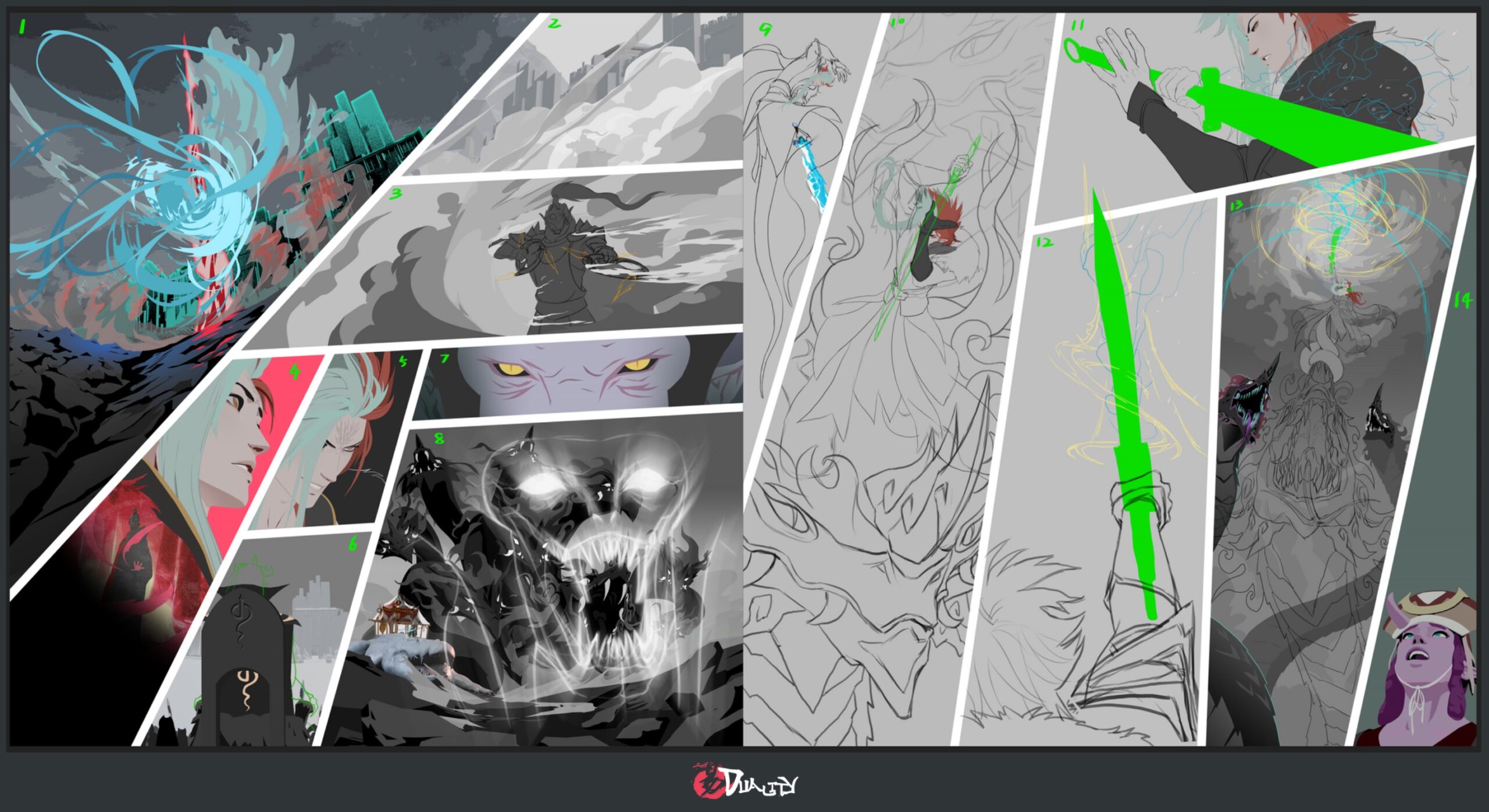 DUALITY comic - Chapter 8 page D Rough line art cleanup pass