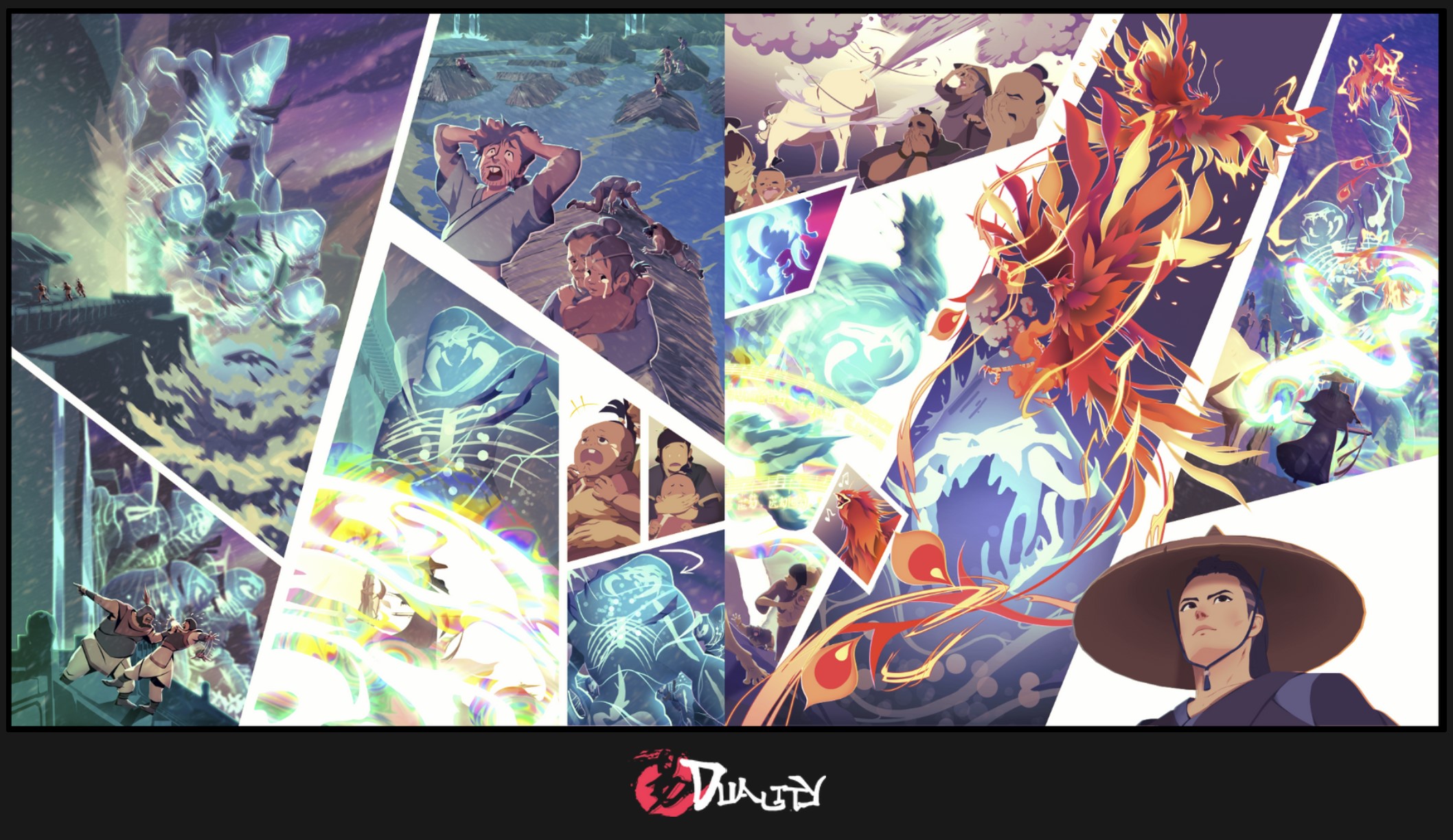 Reflecting on April - June 2022 DUALITY comic - Chapter 8 page I Coloring and shading pass
